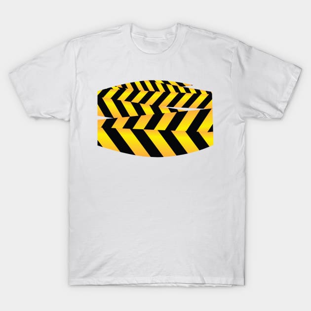 Caution Face Mask T-Shirt by CamcoGraphics